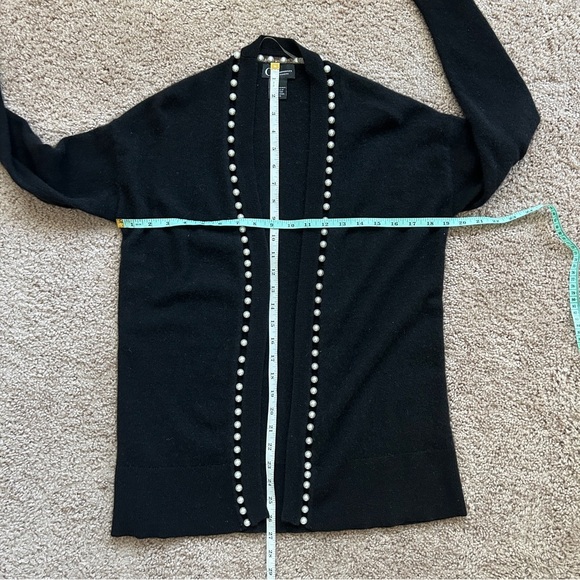 C By Bloomingdale's Black Pearl Embellished Open Front Cashmere Cardigan Small - Picture 11 of 14